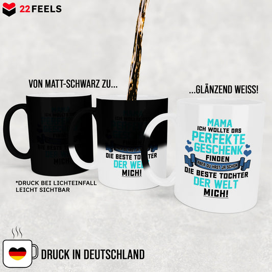 22Feels® Mama Geschenk von Tochter - Zaubertasse mit Spruch (Matt-Schwarz und Weiss, 320ml)-Farbwechsel Tasse Matt 320ml-22Feels