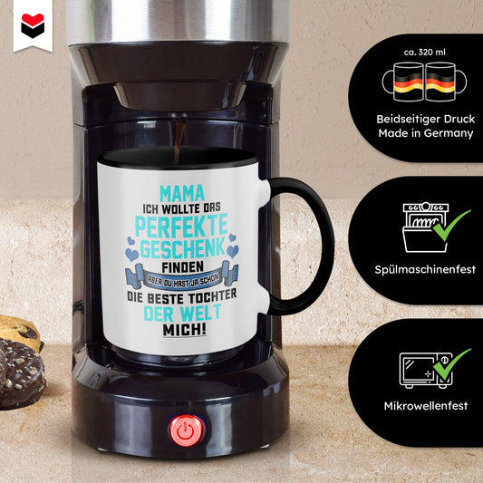 22Feels® Mama Geschenk von Tochter - Tasse mit Spruch (Weiss-Schwarz, 320ml)-TwoTone Tasse Weiss-Schwarz 320ml-22Feels