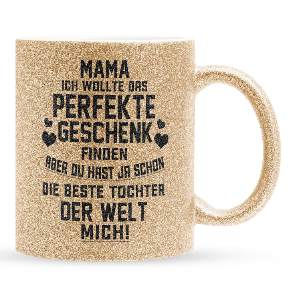 22Feels® Mama Geschenk von Tochter - Glitzertasse mit Spruch (Gold, 320ml)-Glitzertasse Gold 320ml-22Feels