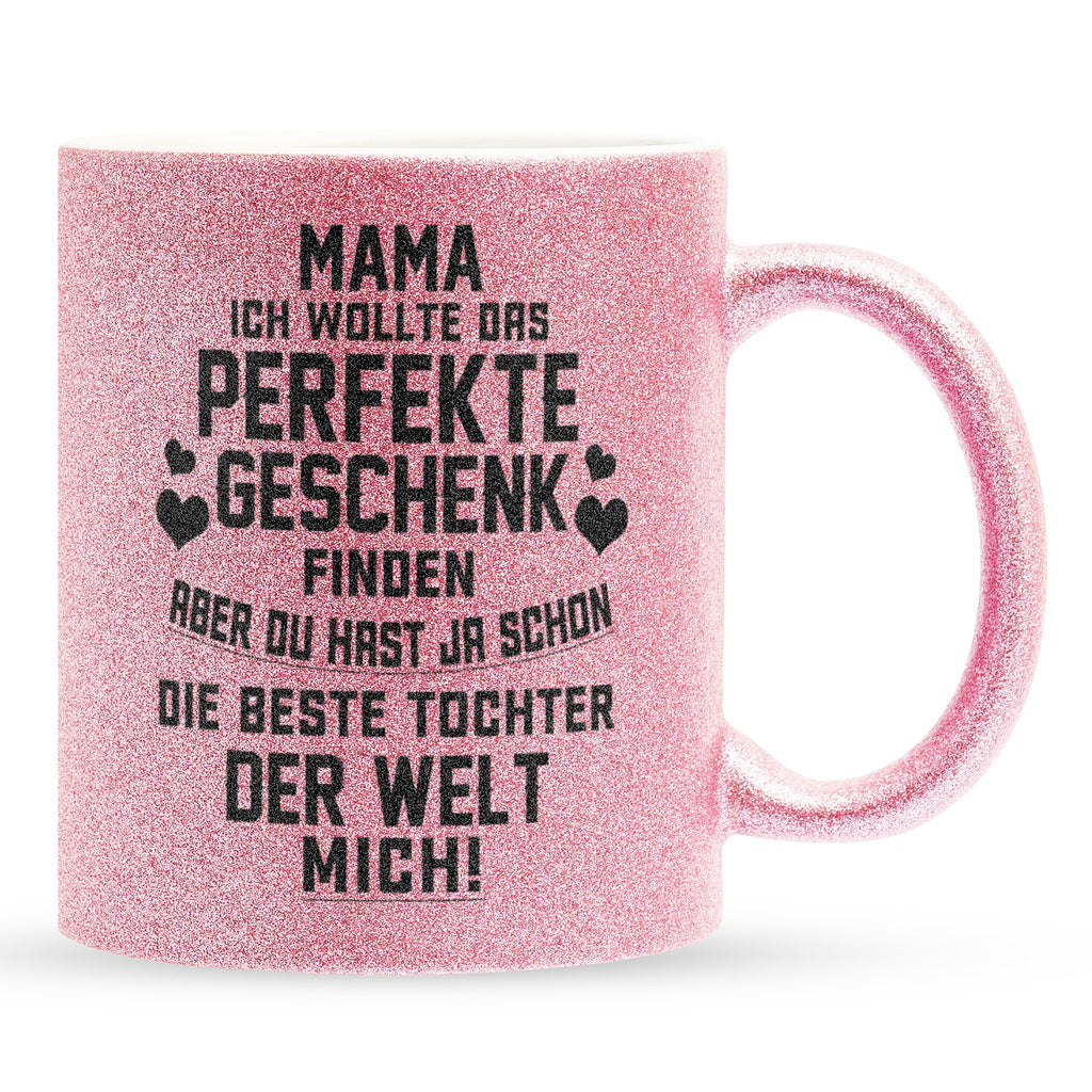 22Feels® Mama Geschenk von Tochter - Glitzertasse mit Spruch (Pink, 320ml)-Glitzertasse Pink 320ml-22Feels