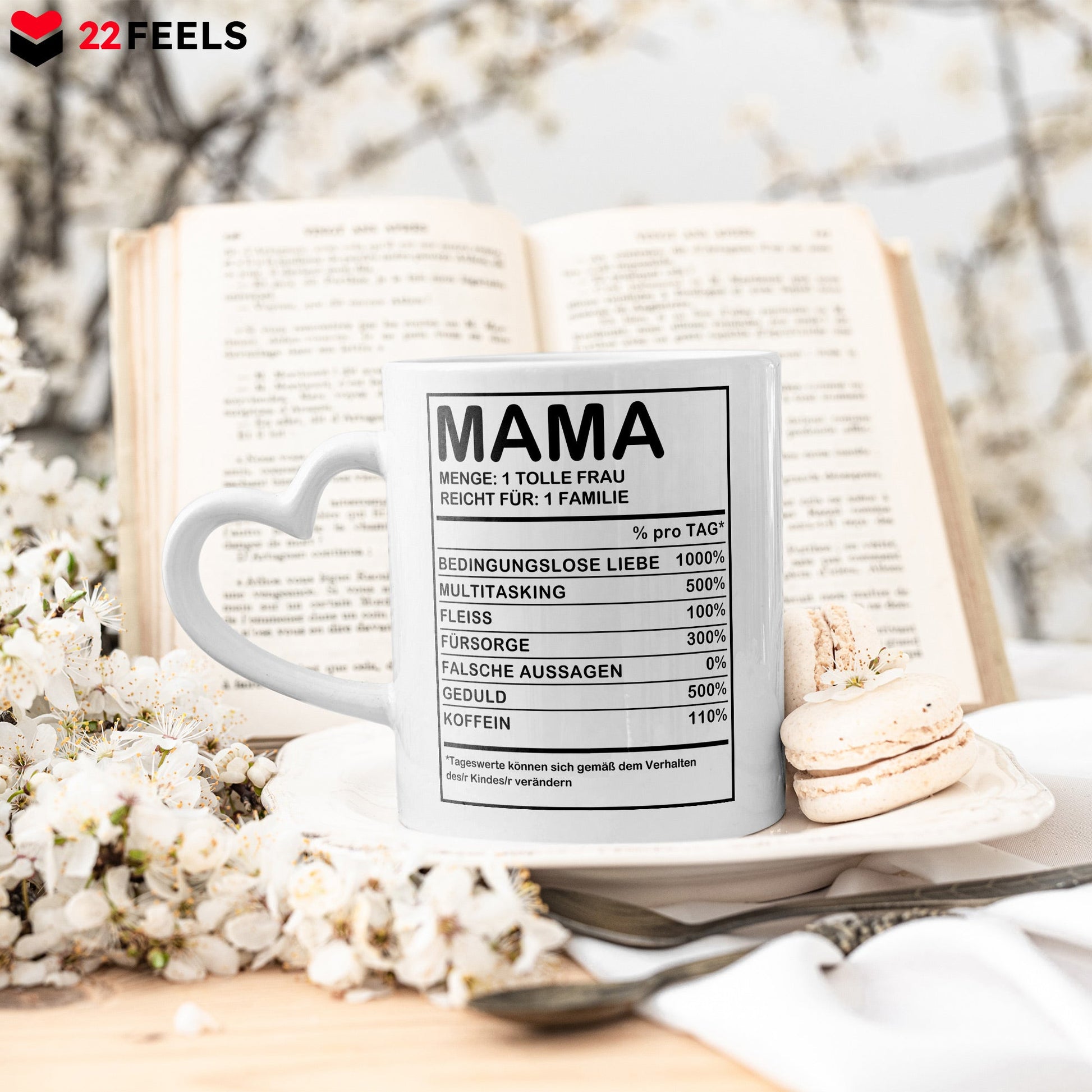 22Feels® Mama Geschenk - Tasse mit Spruch (Herzhenkel, Weiss, 320ml)-Tasse Weiss Herzhenkel 320ml-22Feels
