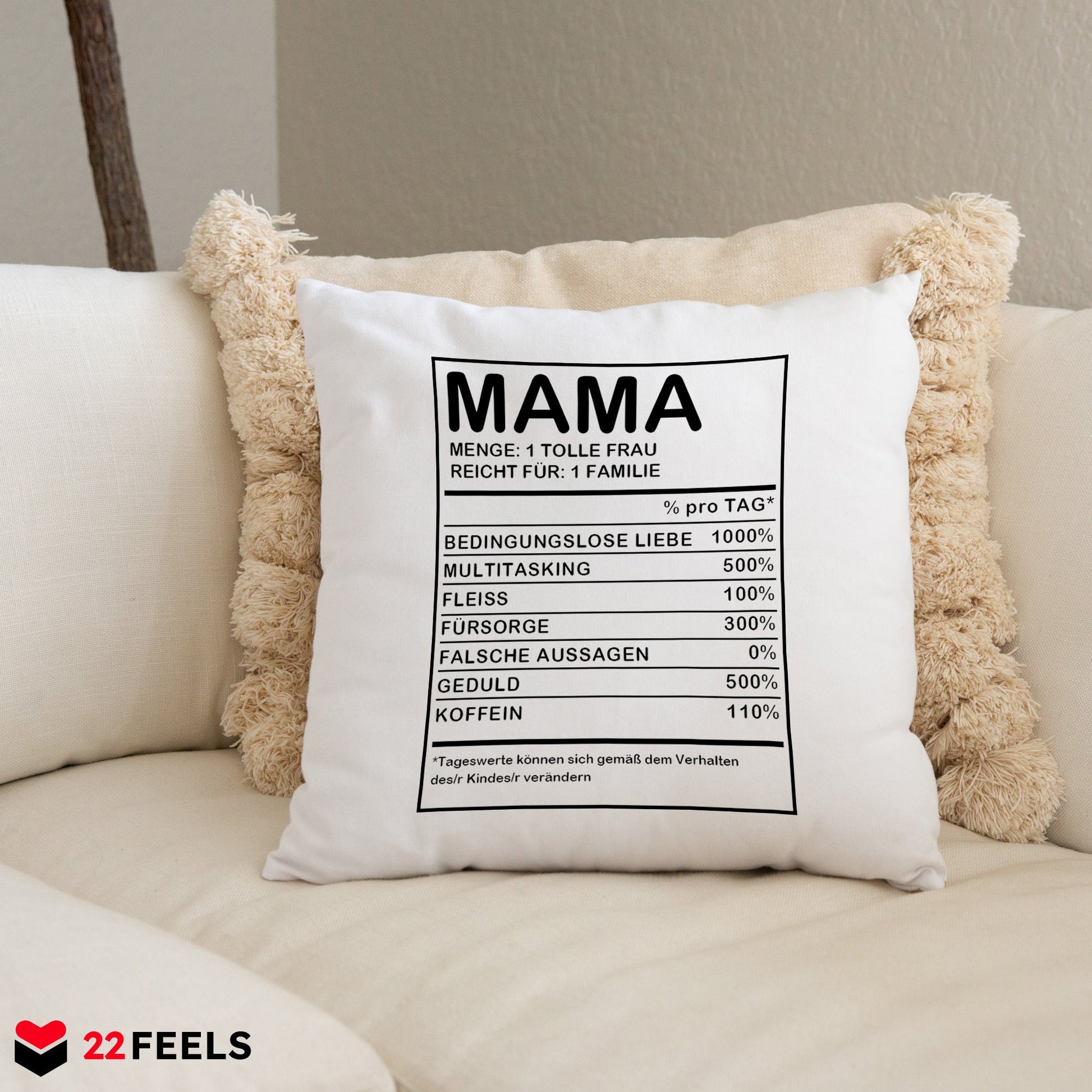 22Feels® Mama Geschenk - Kissen mit Spruch (Weiss 40x40cm)-Kissen Weiss 40x40-22Feels