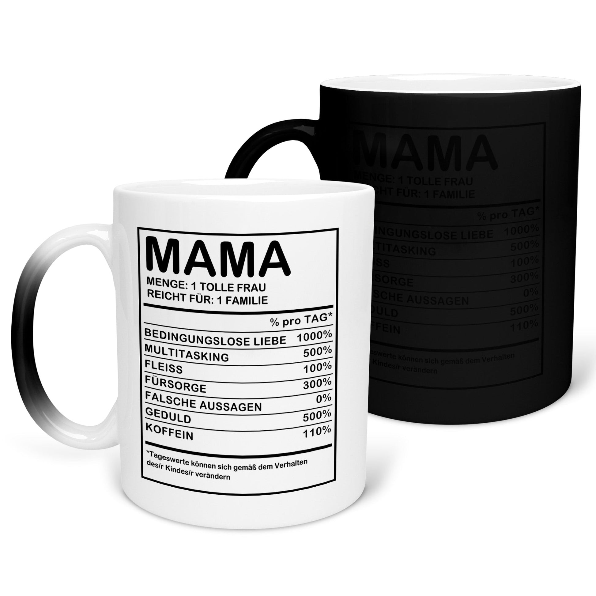 22Feels® Mama Geschenk - Zaubertasse mit Spruch (Matt-Schwarz und Weiss, 320ml)-Farbwechsel Tasse Matt 320ml-22Feels
