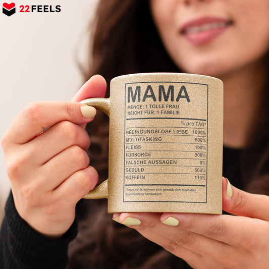 22Feels® Mama Geschenk - Glitzertasse mit Spruch (Gold, 320ml)-Glitzertasse Gold 320ml-22Feels