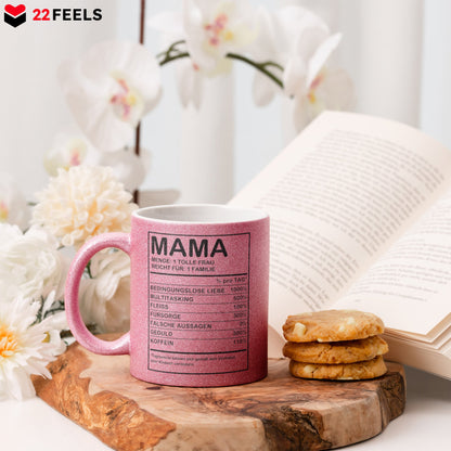 22Feels® Mama Geschenk - Glitzertasse mit Spruch (Pink, 320ml)-Glitzertasse Pink 320ml-22Feels