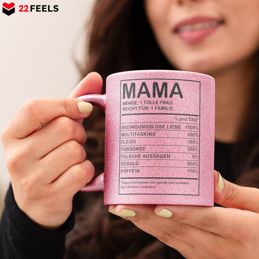 22Feels® Mama Geschenk - Glitzertasse mit Spruch (Pink, 320ml)-Glitzertasse Pink 320ml-22Feels
