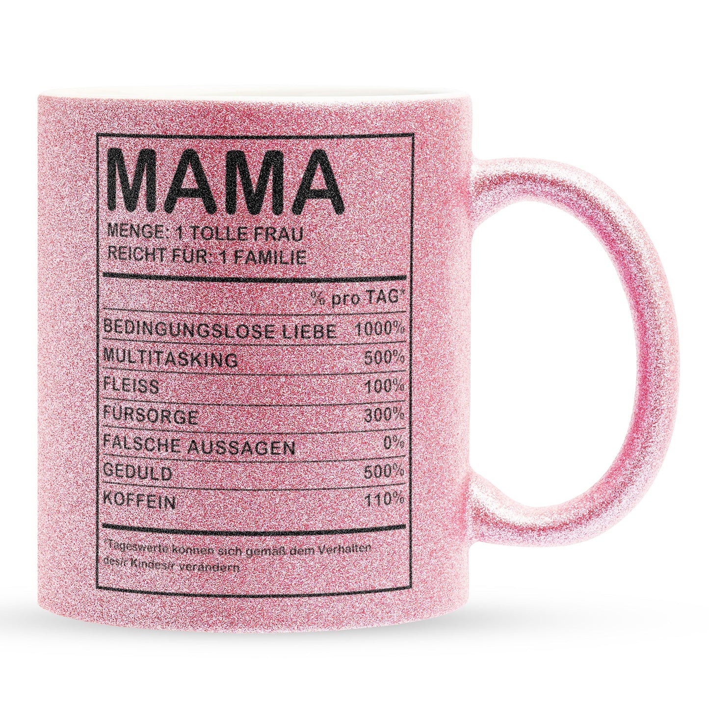 22Feels® Mama Geschenk - Glitzertasse mit Spruch (Pink, 320ml)-Glitzertasse Pink 320ml-22Feels