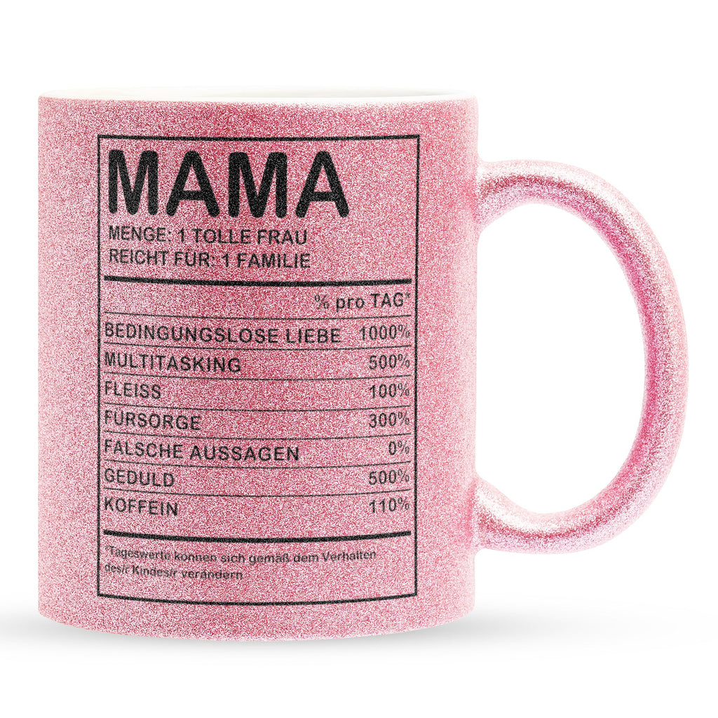 22Feels® Mama Geschenk - Glitzertasse mit Spruch (Pink, 320ml)-Glitzertasse Pink 320ml-22Feels