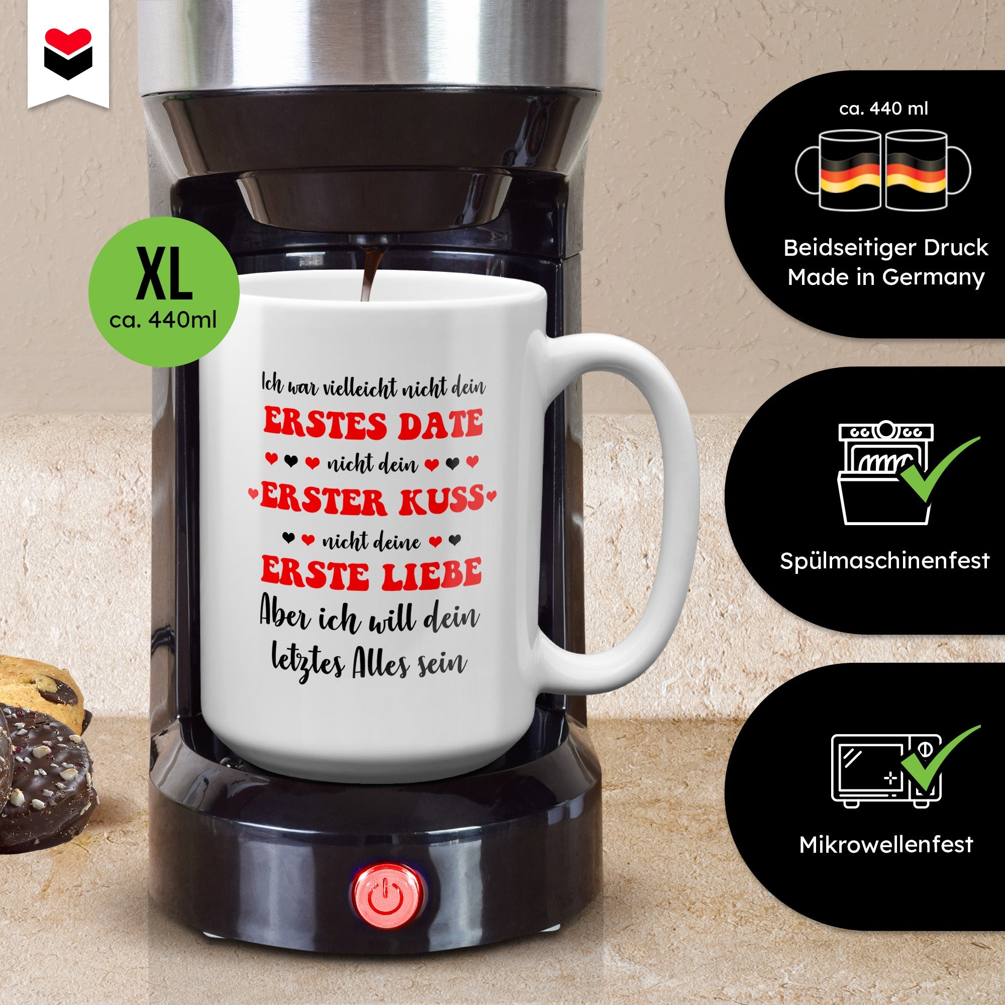 22Feels® Geschenk zur Verlobung - XL Tasse mit Spruch (Weiss, 440ml)-Weisse XL Tasse 440ml-22Feels
