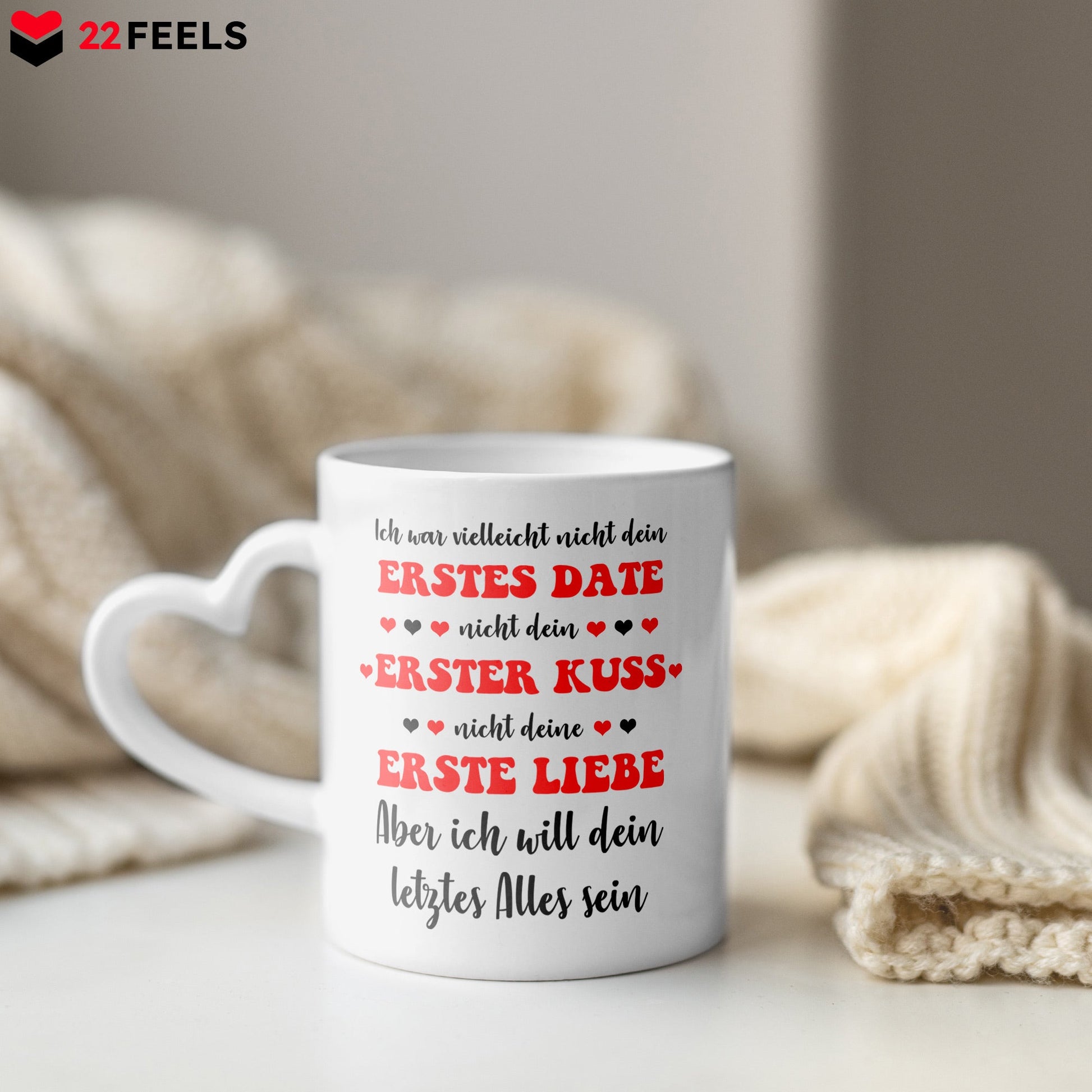 22Feels® Geschenk zur Verlobung - Tasse mit Spruch: Dein Letztes Alles (Herzhenkel, Weiss, 320ml)-Tasse Weiss Herzhenkel 320ml-22Feels