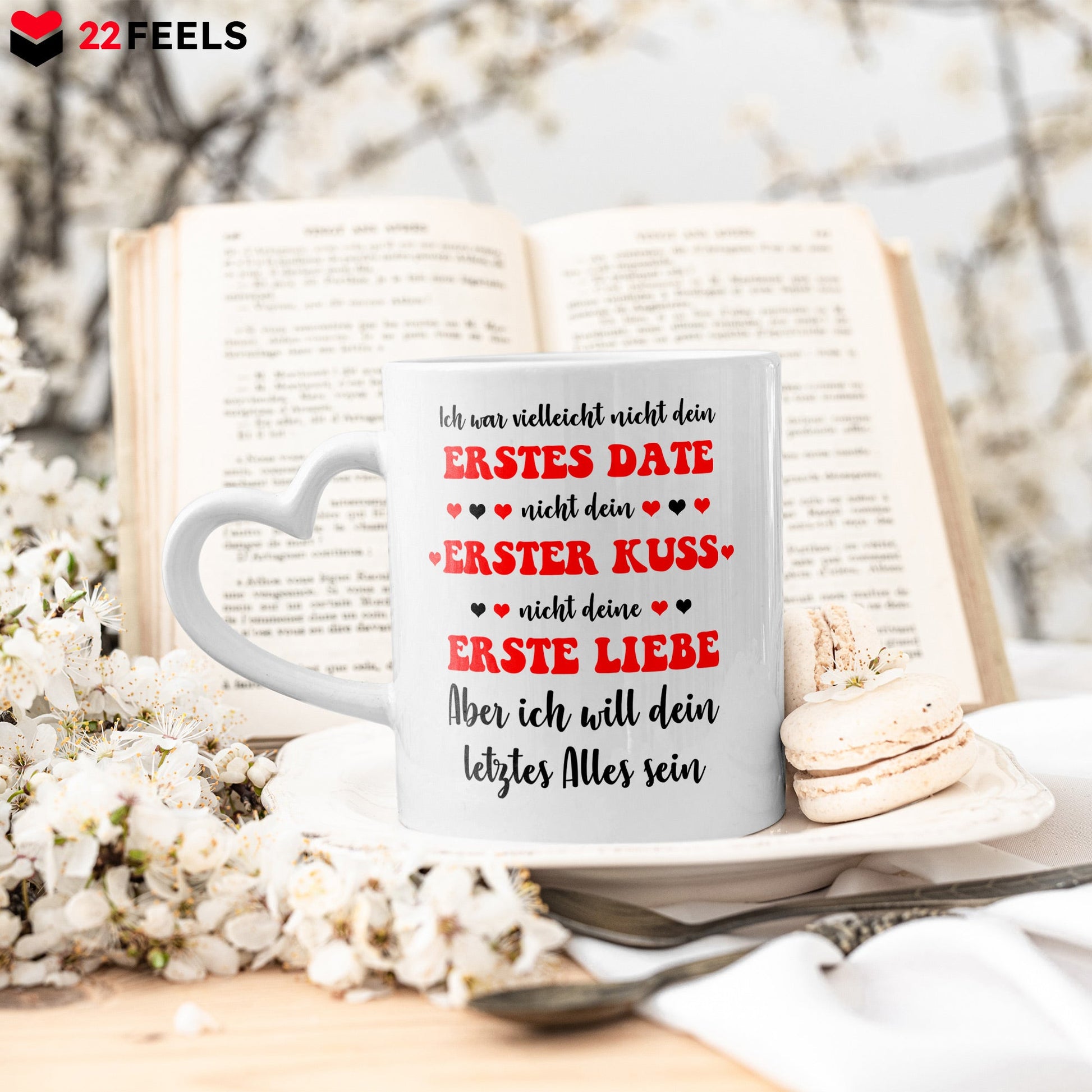22Feels® Geschenk zur Verlobung - Tasse mit Spruch: Dein Letztes Alles (Herzhenkel, Weiss, 320ml)-Tasse Weiss Herzhenkel 320ml-22Feels