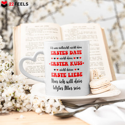 22Feels® Geschenk zur Verlobung - Tasse mit Spruch: Dein Letztes Alles (Herzhenkel, Weiss, 320ml)-Tasse Weiss Herzhenkel 320ml-22Feels