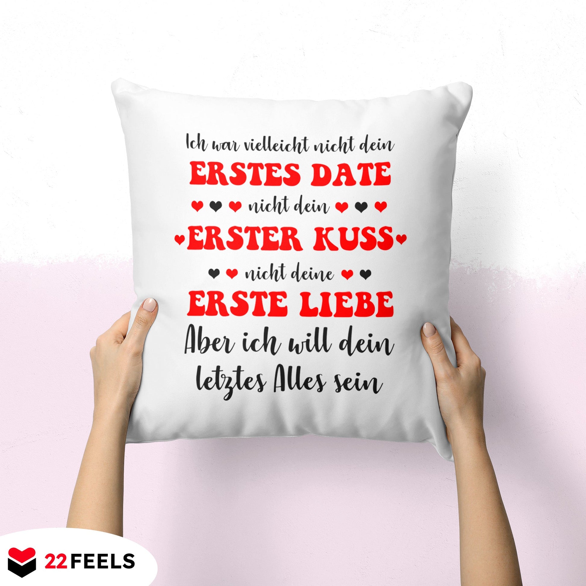 22Feels® Verlobungsgeschenk - Kissen mit Spruch (Weiss 40x40cm)-Kissen Weiss 40x40-22Feels