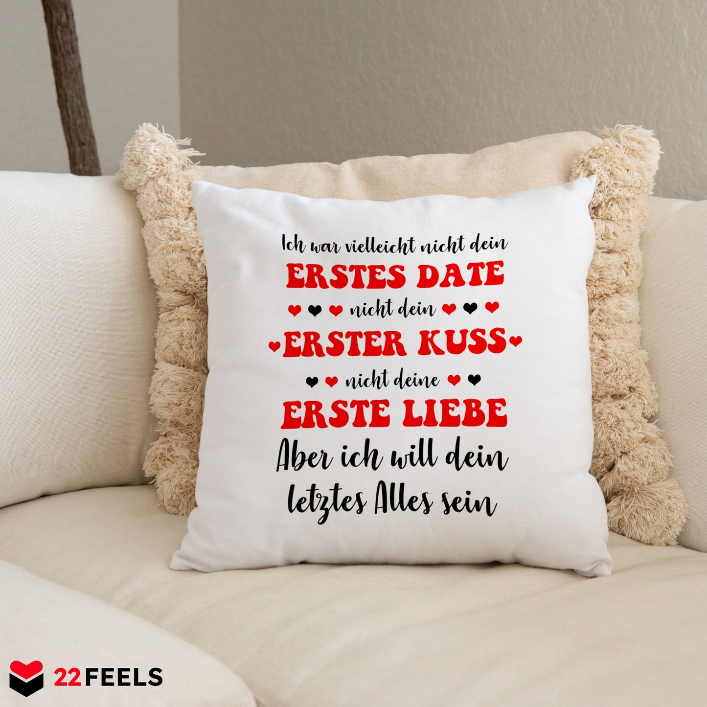 22Feels® Verlobungsgeschenk - Kissen mit Spruch (Weiss 40x40cm)-Kissen Weiss 40x40-22Feels