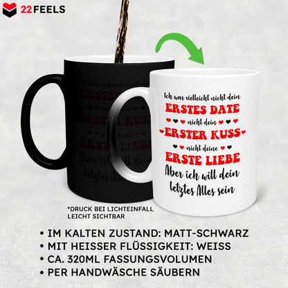 22Feels® Geschenk zur Verlobung - Zaubertasse mit Spruch (Matt-Schwarz und Weiss, 320ml)-Farbwechsel Tasse Matt 320ml-22Feels