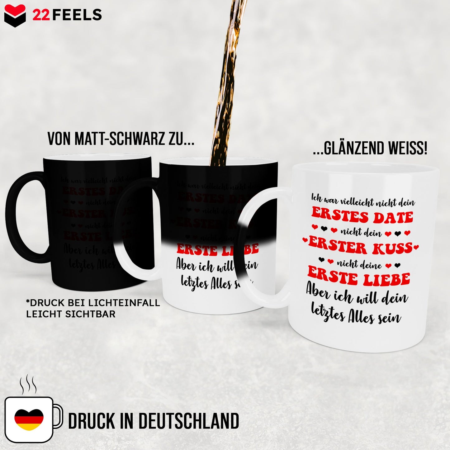 22Feels® Geschenk zur Verlobung - Zaubertasse mit Spruch (Matt-Schwarz und Weiss, 320ml)-Farbwechsel Tasse Matt 320ml-22Feels