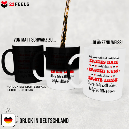 22Feels® Geschenk zur Verlobung - Zaubertasse mit Spruch (Matt-Schwarz und Weiss, 320ml)-Farbwechsel Tasse Matt 320ml-22Feels