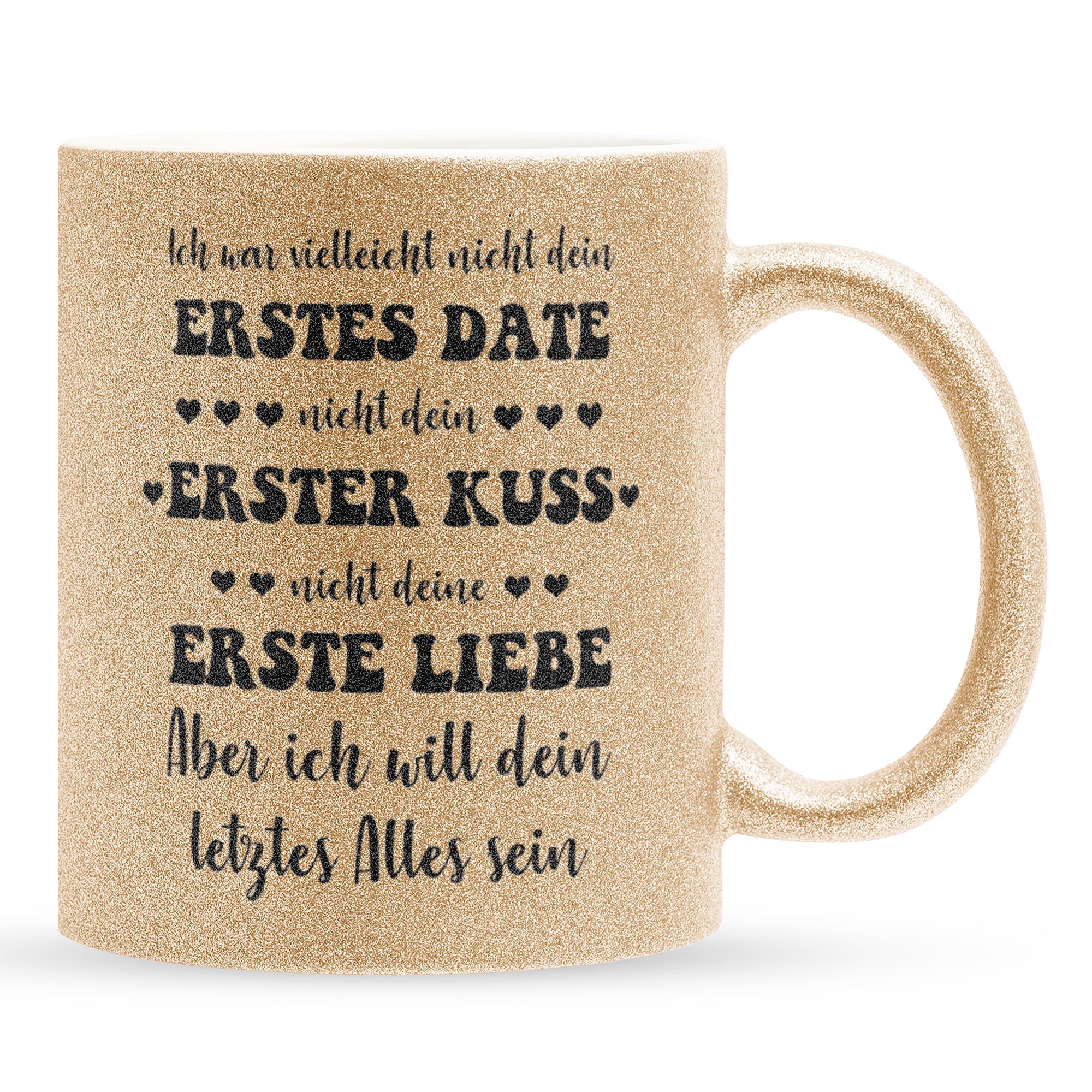 22Feels® Geschenk zur Verlobung - Glitzertasse mit Spruch (Gold, 320ml)-Glitzertasse Gold 320ml-22Feels
