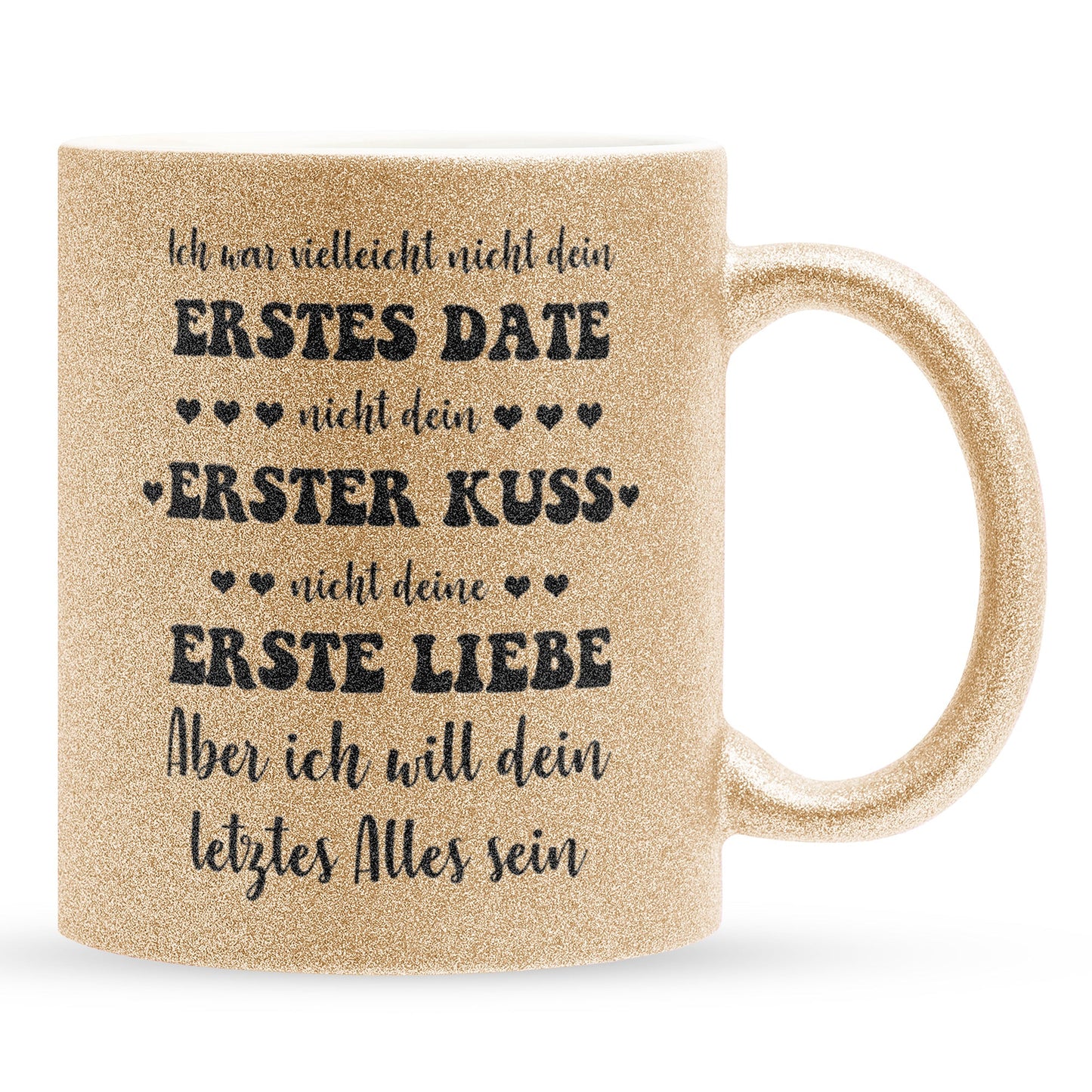 22Feels® Geschenk zur Verlobung - Glitzertasse mit Spruch (Gold, 320ml)-Glitzertasse Gold 320ml-22Feels
