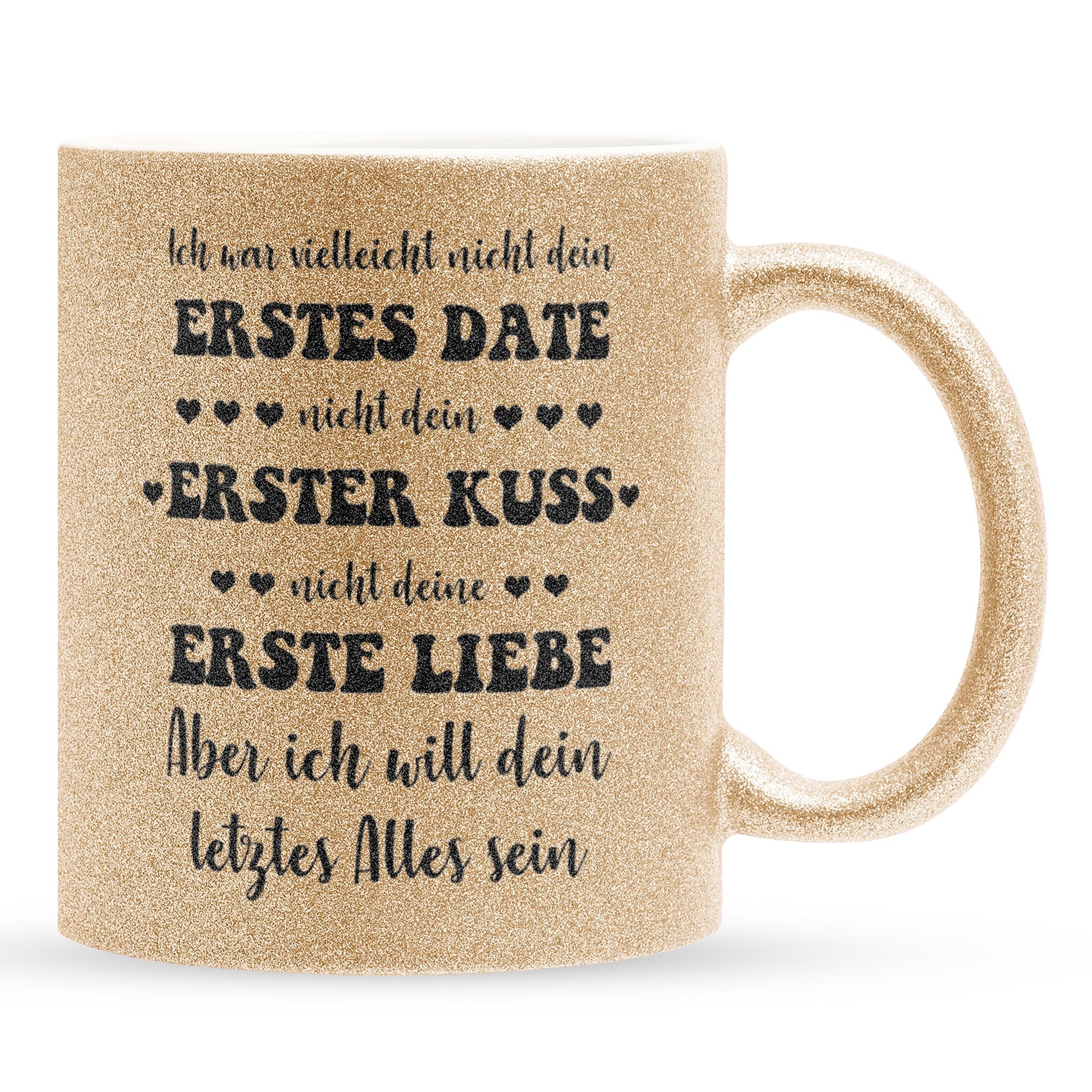 22Feels® Geschenk zur Verlobung - Glitzertasse mit Spruch (Gold, 320ml)-Glitzertasse Gold 320ml-22Feels