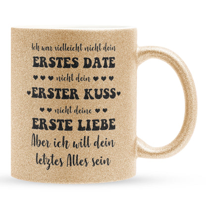 22Feels® Geschenk zur Verlobung - Glitzertasse mit Spruch (Gold, 320ml)-Glitzertasse Gold 320ml-22Feels