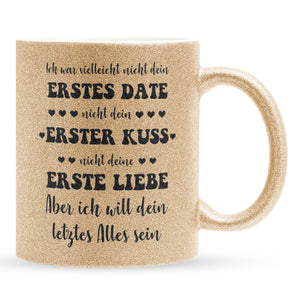 22Feels® Geschenk zur Verlobung - Glitzertasse mit Spruch (Gold, 320ml)-Glitzertasse Gold 320ml-22Feels