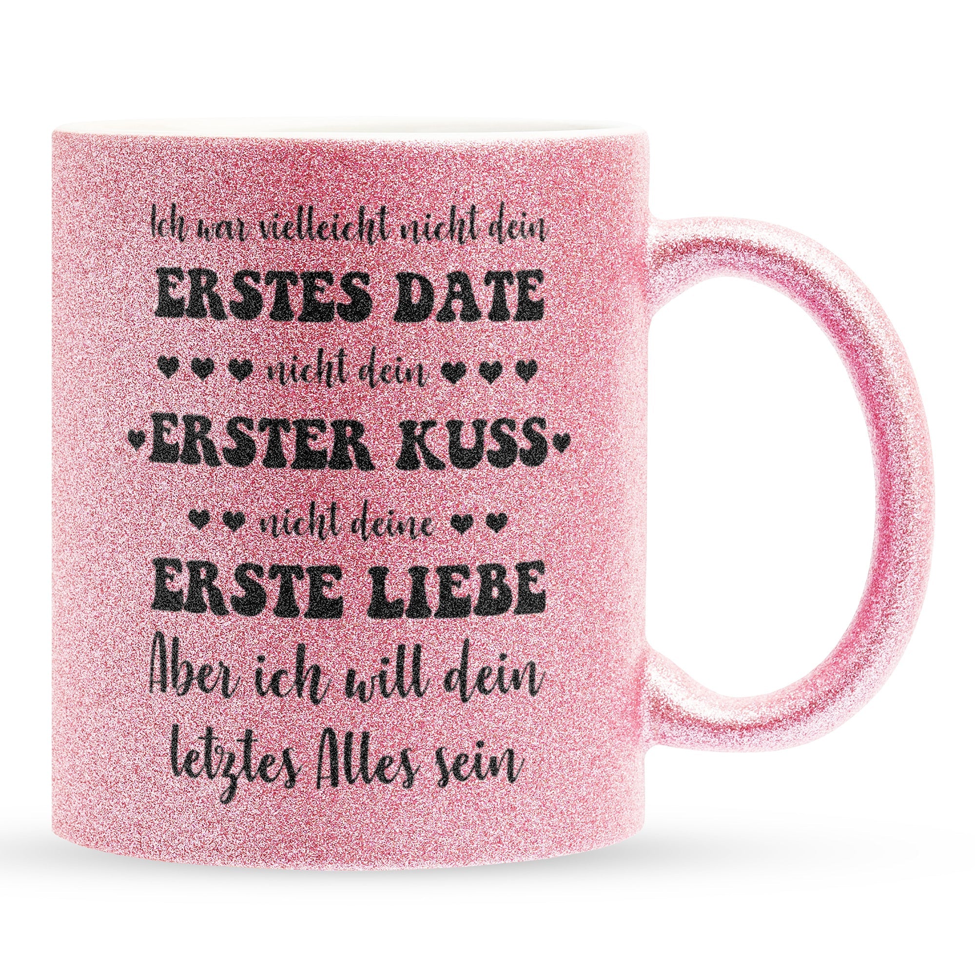 22Feels® Geschenk zur Verlobung - Glitzertasse mit Spruch (Pink, 320ml)-Glitzertasse Pink 320ml-22Feels