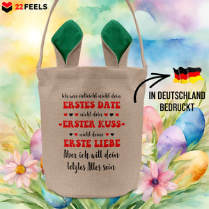 22Feels® Verlobte Frauen Osterkorb mit Henkel Ostergeschenk Tragetasche Ostern Deko Osternest Körbchen Hasenohren (Beige/Grün)-Ostern Tragetasche-22Feels