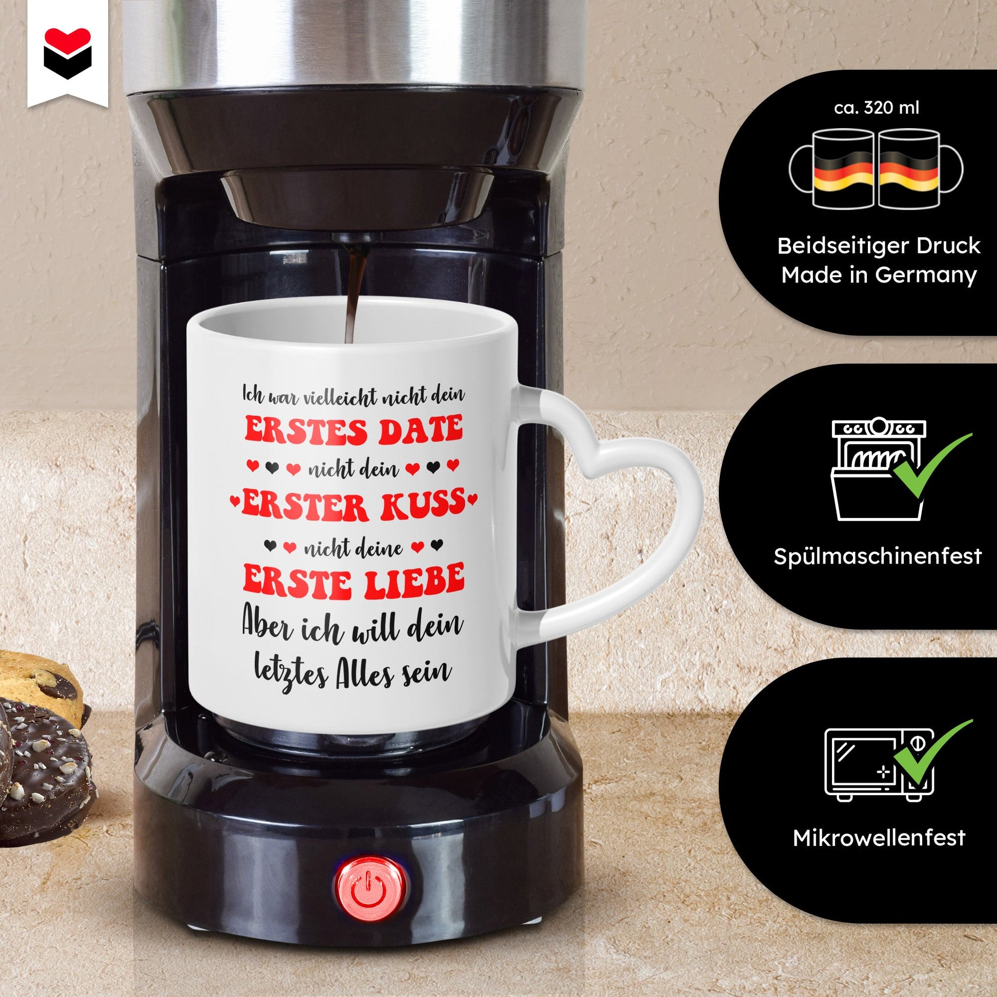 22Feels® Geschenk zur Verlobung - Tasse mit Spruch: Dein Letztes Alles (Herzhenkel, Weiss, 320ml)-Tasse Weiss Herzhenkel 320ml-22Feels