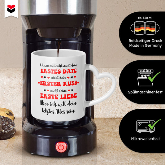 22Feels® Geschenk zur Verlobung - Tasse mit Spruch: Dein Letztes Alles (Herzhenkel, Weiss, 320ml)-Tasse Weiss Herzhenkel 320ml-22Feels
