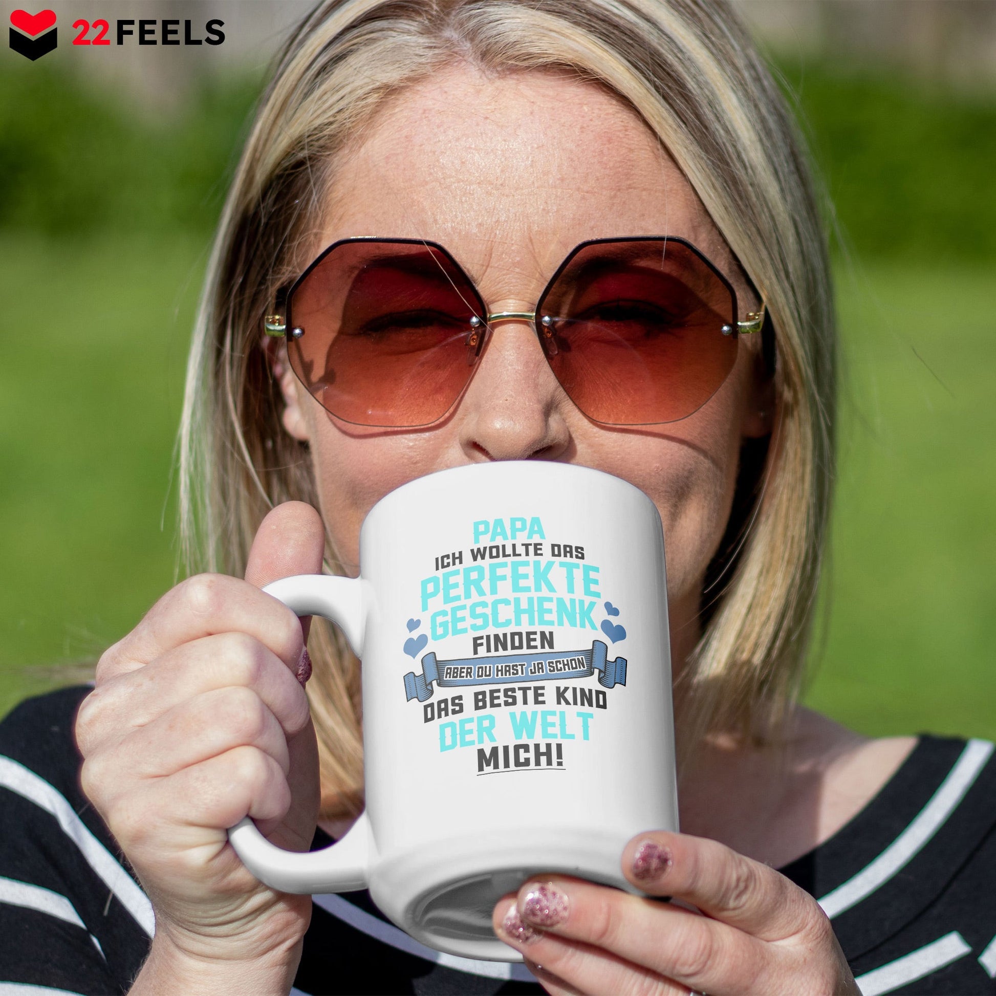 22Feels® Papa Geschenk - XL Tasse mit Spruch (Weiss, 440ml)-Weisse XL Tasse 440ml-22Feels