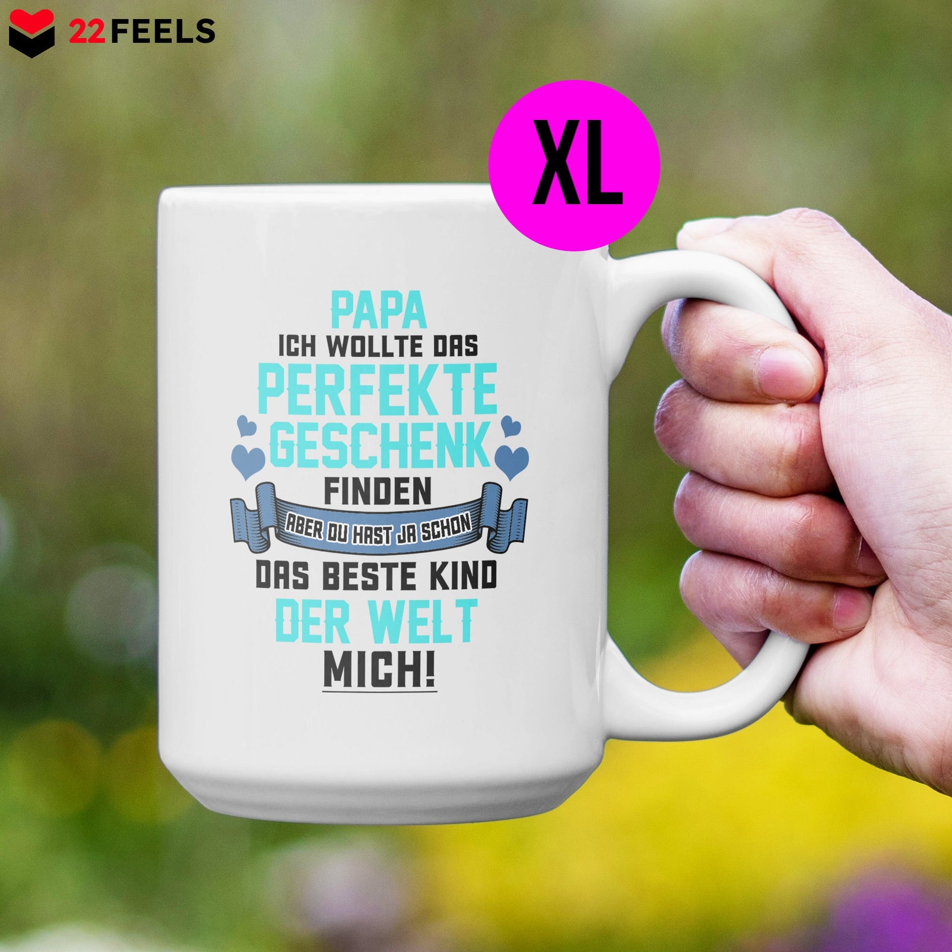 22Feels® Papa Geschenk - XL Tasse mit Spruch (Weiss, 440ml)-Weisse XL Tasse 440ml-22Feels