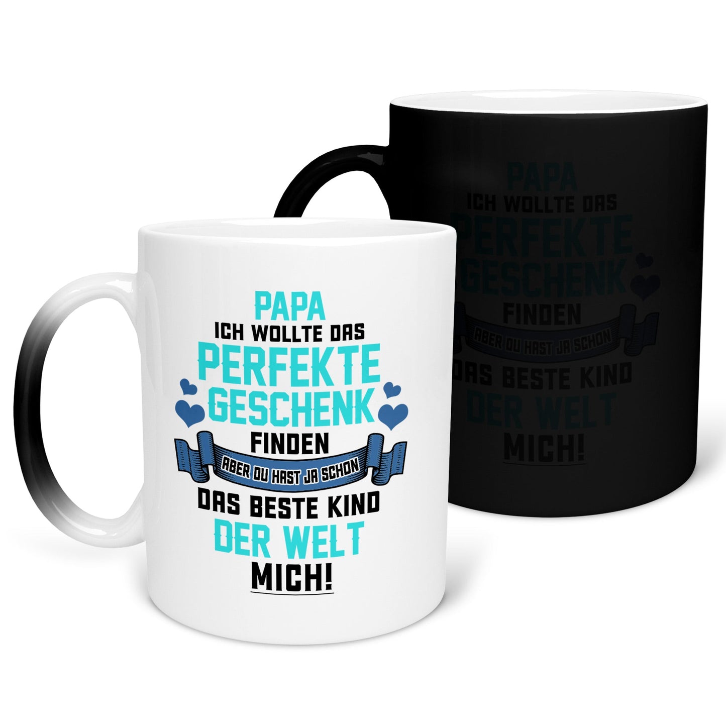 22Feels® Papa Geschenk - Zaubertasse mit Spruch (Matt-Schwarz und Weiss, 320ml)-Farbwechsel Tasse Matt 320ml-22Feels