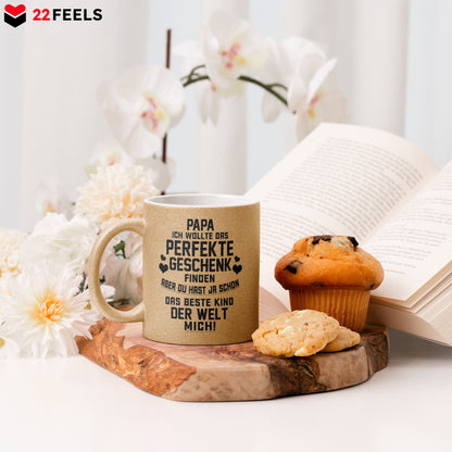 22Feels® Papa Geschenk - Glitzertasse mit Spruch (Gold, 320ml)-Glitzertasse Gold 320ml-22Feels