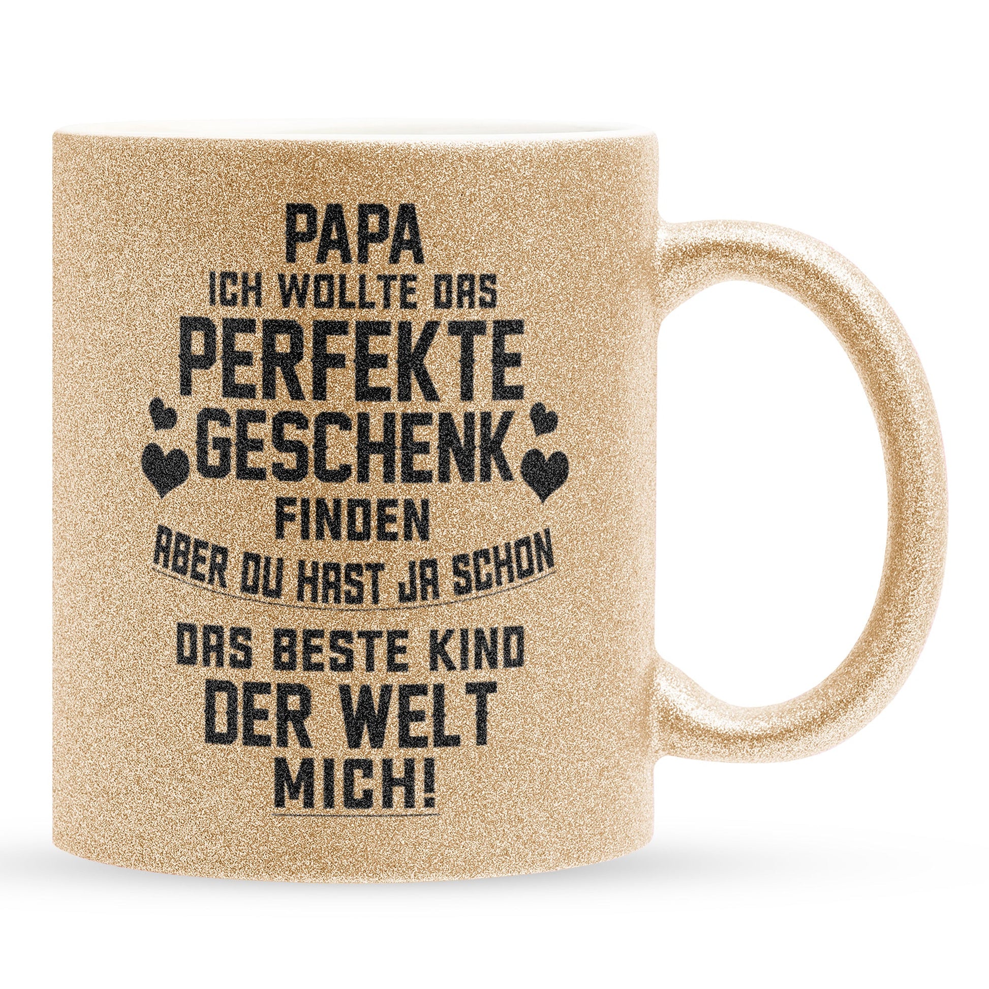 22Feels® Papa Geschenk - Glitzertasse mit Spruch (Gold, 320ml)-Glitzertasse Gold 320ml-22Feels