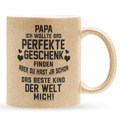22Feels® Papa Geschenk - Glitzertasse mit Spruch (Gold, 320ml)-Glitzertasse Gold 320ml-22Feels