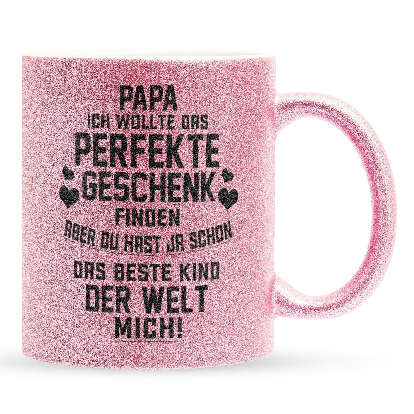 22Feels® Papa Geschenk - Glitzertasse mit Spruch (Pink, 320ml)-Glitzertasse Pink 320ml-22Feels