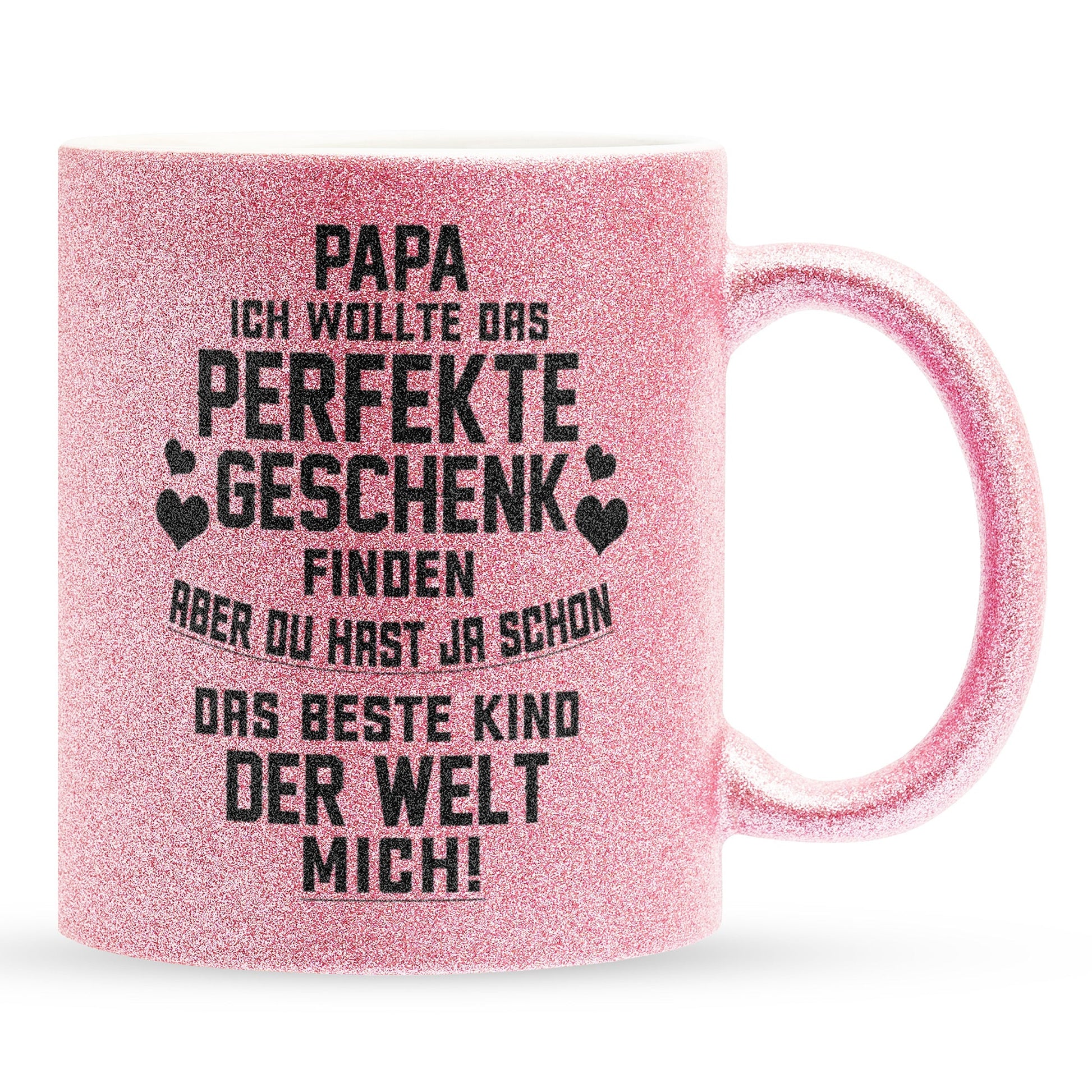 22Feels® Papa Geschenk - Glitzertasse mit Spruch (Pink, 320ml)-Glitzertasse Pink 320ml-22Feels