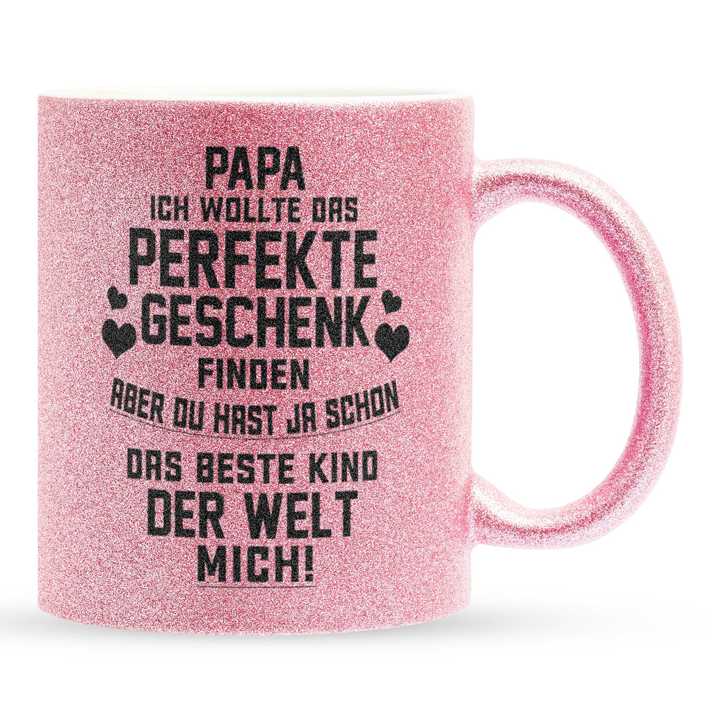 22Feels® Papa Geschenk - Glitzertasse mit Spruch (Pink, 320ml)-Glitzertasse Pink 320ml-22Feels