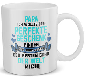 22Feels® Geschenk für Papa von Sohn - Spruch: Das Perfekte Geschenk (Weiss, 320ml)-Weisse Tasse 320ml-22Feels