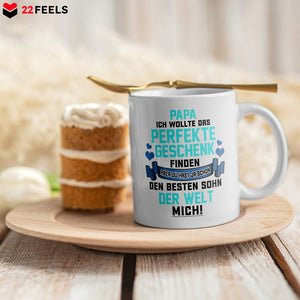 22Feels® Geschenk für Papa von Sohn - Spruch: Das Perfekte Geschenk (Weiss, 320ml)-Weisse Tasse 320ml-22Feels
