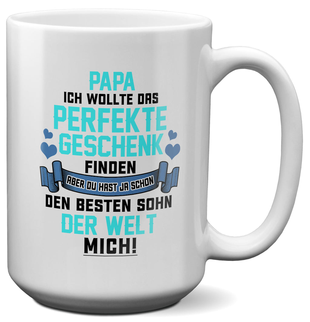 22Feels® Papa Geschenk von Sohn - XL Tasse mit Spruch (Weiss, 440ml)-Weisse XL Tasse 440ml-22Feels
