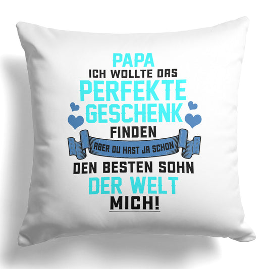 22Feels® Papa Geschenk von Sohn - Kissen mit Spruch (Weiss 40x40cm)-Kissen Weiss 40x40-22Feels