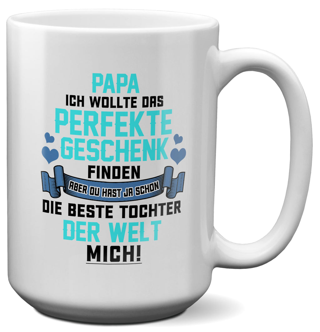 22Feels® Papa Geschenk von Tochter - XL Tasse mit Spruch (Weiss, 440ml)-Weisse XL Tasse 440ml-22Feels