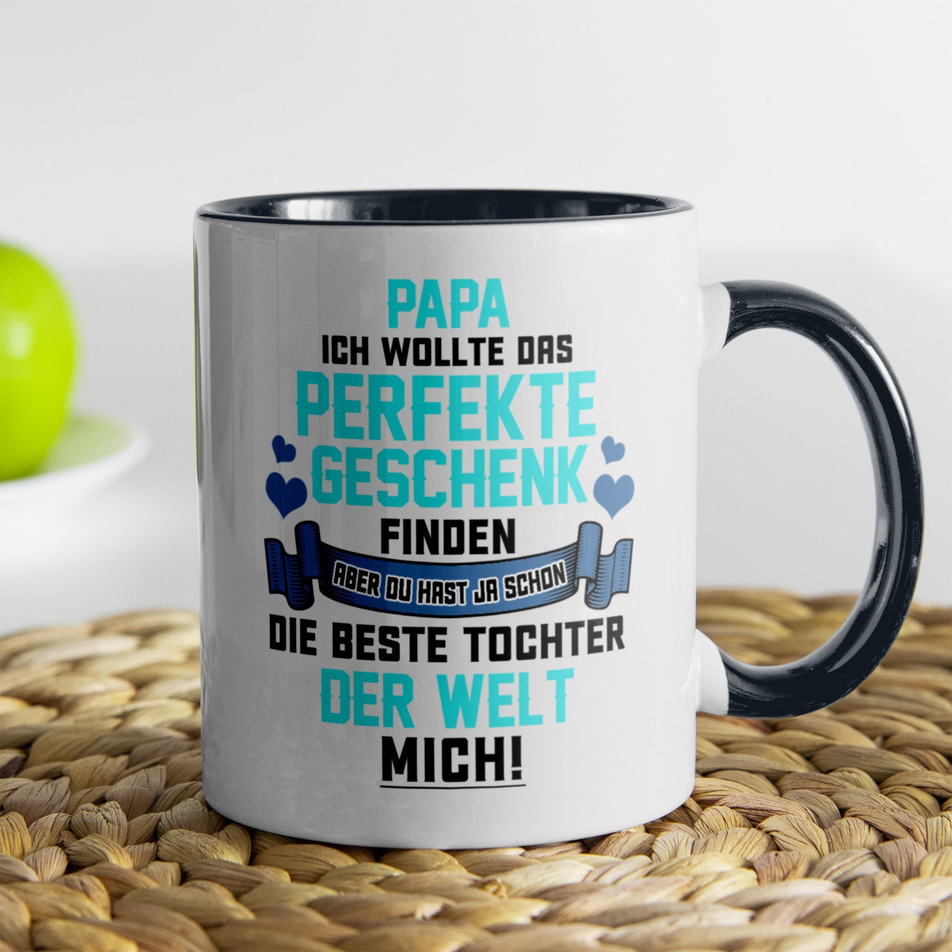 22Feels® Papa Geschenk von Tochter - Tasse mit Spruch (Weiss-Schwarz, 320ml)-TwoTone Tasse Weiss-Schwarz 320ml-22Feels