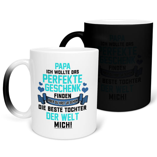 22Feels® Papa Geschenk von Tochter - Zaubertasse mit Spruch (Matt-Schwarz und Weiss, 320ml)-Farbwechsel Tasse Matt 320ml-22Feels