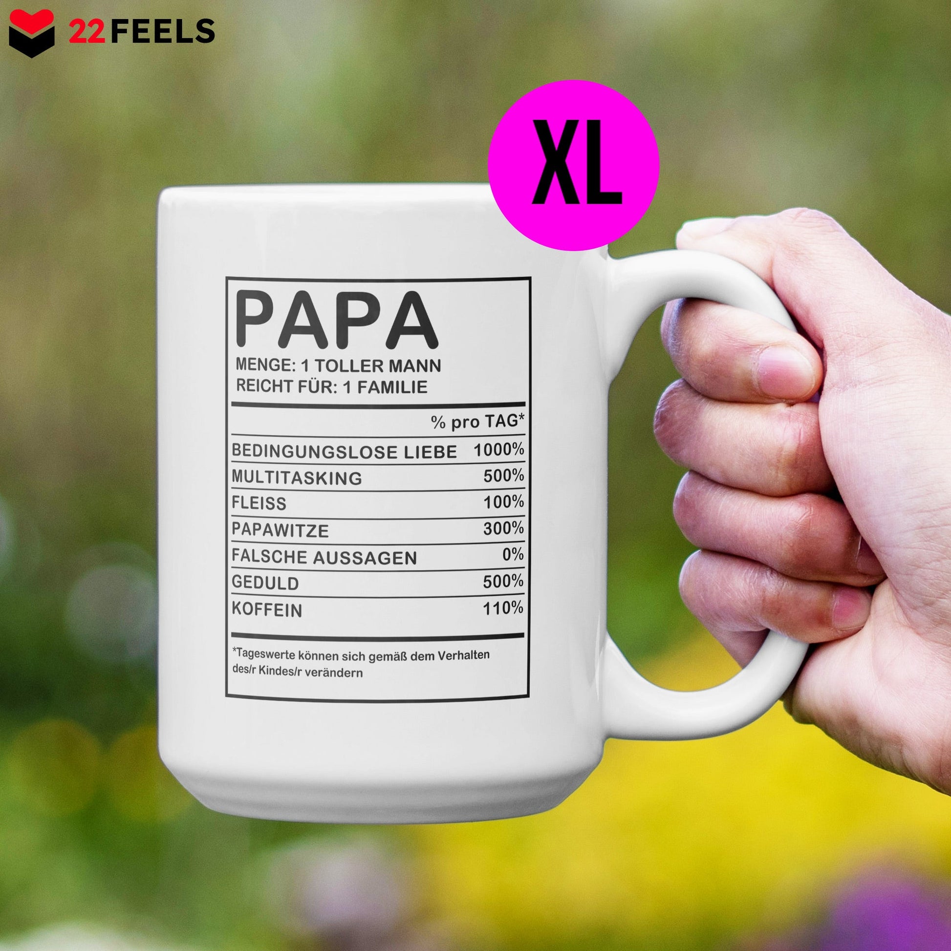 22Feels® Papa Geschenk - XL Tasse mit Spruch (Weiss, 440ml)-Weisse XL Tasse 440ml-22Feels