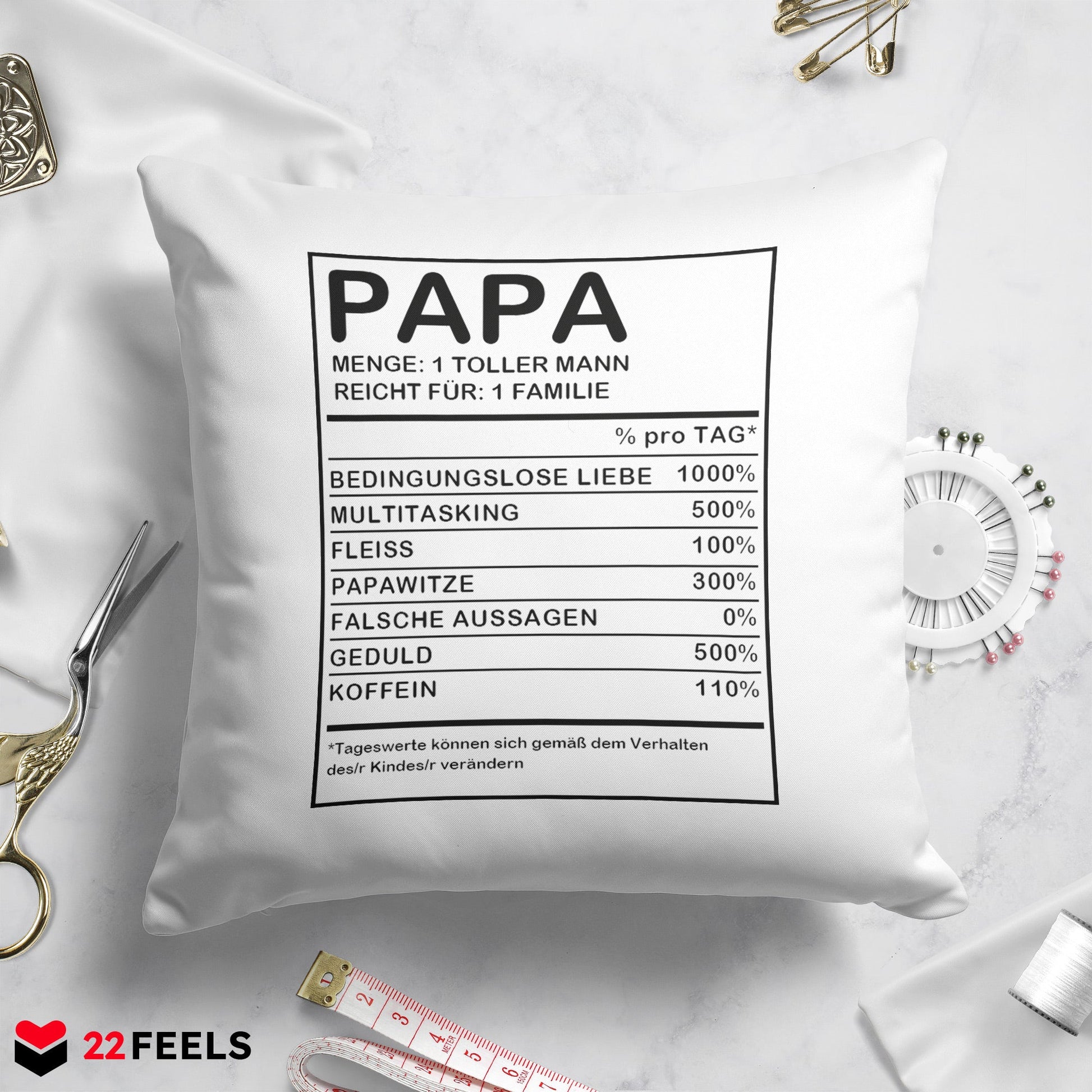 22Feels® Papa Geschenk - Kissen mit Spruch (Weiss 40x40cm)-Kissen Weiss 40x40-22Feels