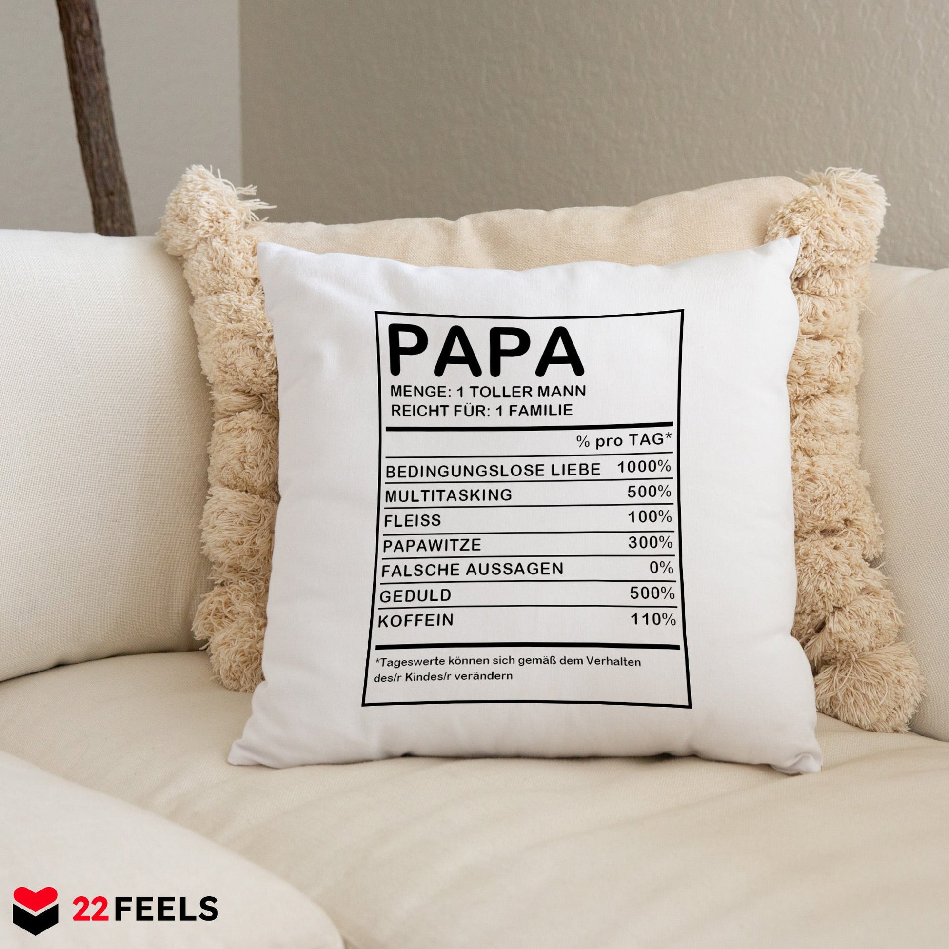 22Feels® Papa Geschenk - Kissen mit Spruch (Weiss 40x40cm)-Kissen Weiss 40x40-22Feels