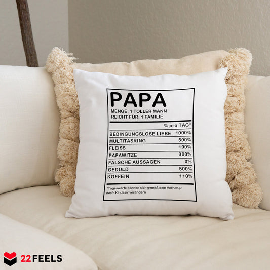 22Feels® Papa Geschenk - Kissen mit Spruch (Weiss 40x40cm)-Kissen Weiss 40x40-22Feels